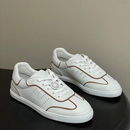 Hermes 26 Match Sneakers White Brown in Calfskin 594339