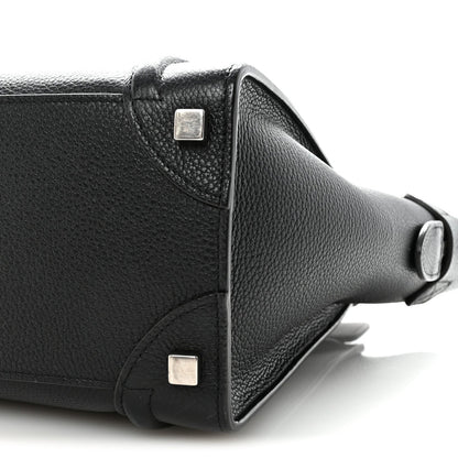Drummed Calfskin Micro Luggage Black