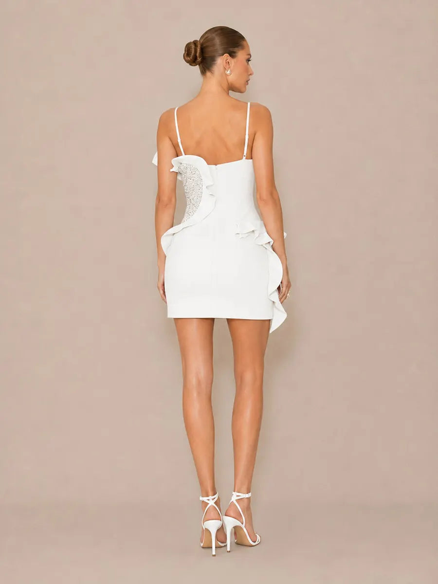 Avalon Rhinestone-Embellished Bodycon Mini Dress with Spaghetti Straps
