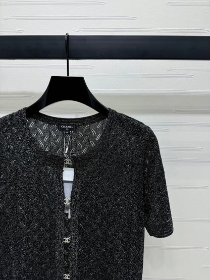 CHANEL SHORT-SLEEVE SEQUINNED KNIT CARDIGAN 269407