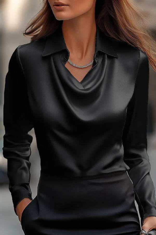Temperamental Printed Simple Shirt Collar Ladies Top