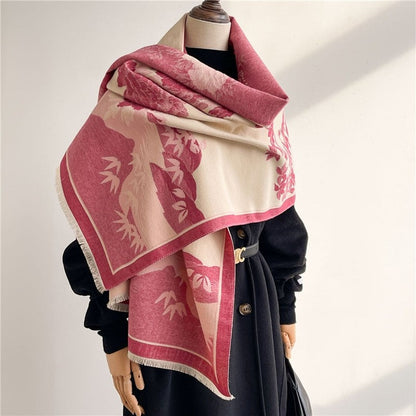 Jacquard Fringed Cashmere-Like Scarf