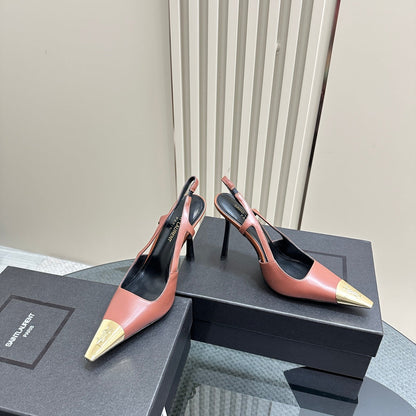SL JEANNE SLINGBACK PUMPS RUST CALFSKIN