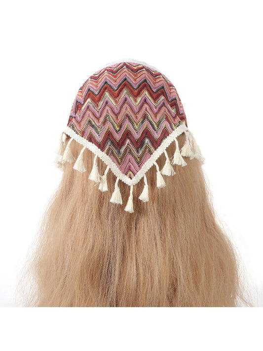 Haila - Boho Knit Tassel Triangle Scarf - Elegance