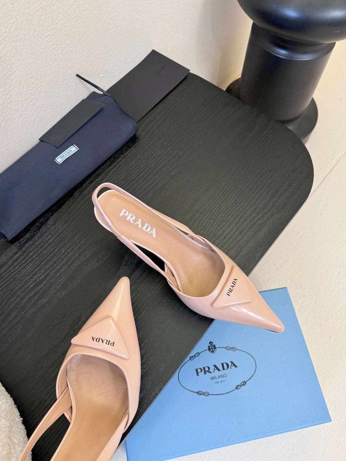 Prada Slingback Triangle-Logo Pumps 60mm Pink Lambskin 580366