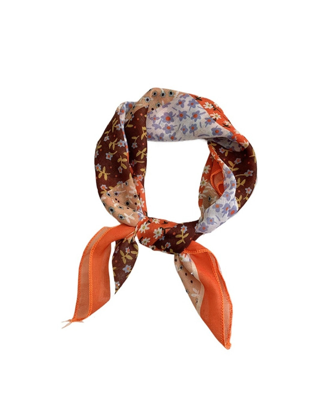 Haila - 20" Colorblock Floral Square Headscarf - Spring Essential