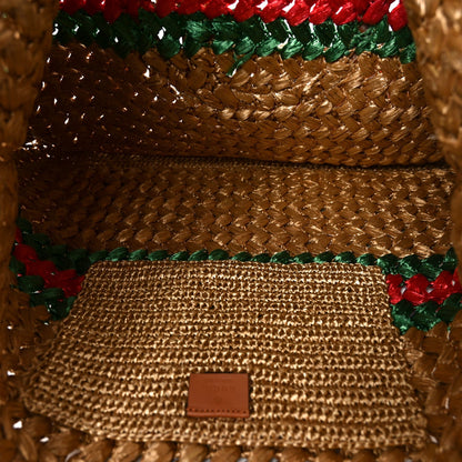 Raffia Effect Interlocking G Tote Bag Brown