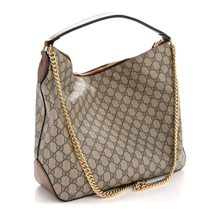 GG Supreme Monogram Large Linea A Hobo Light Brown