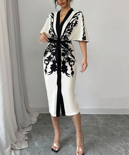 Noir Print Midi Dress