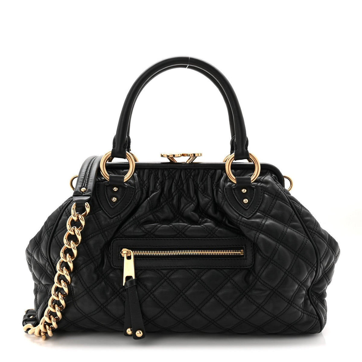 Calfskin Quilted Stam Black