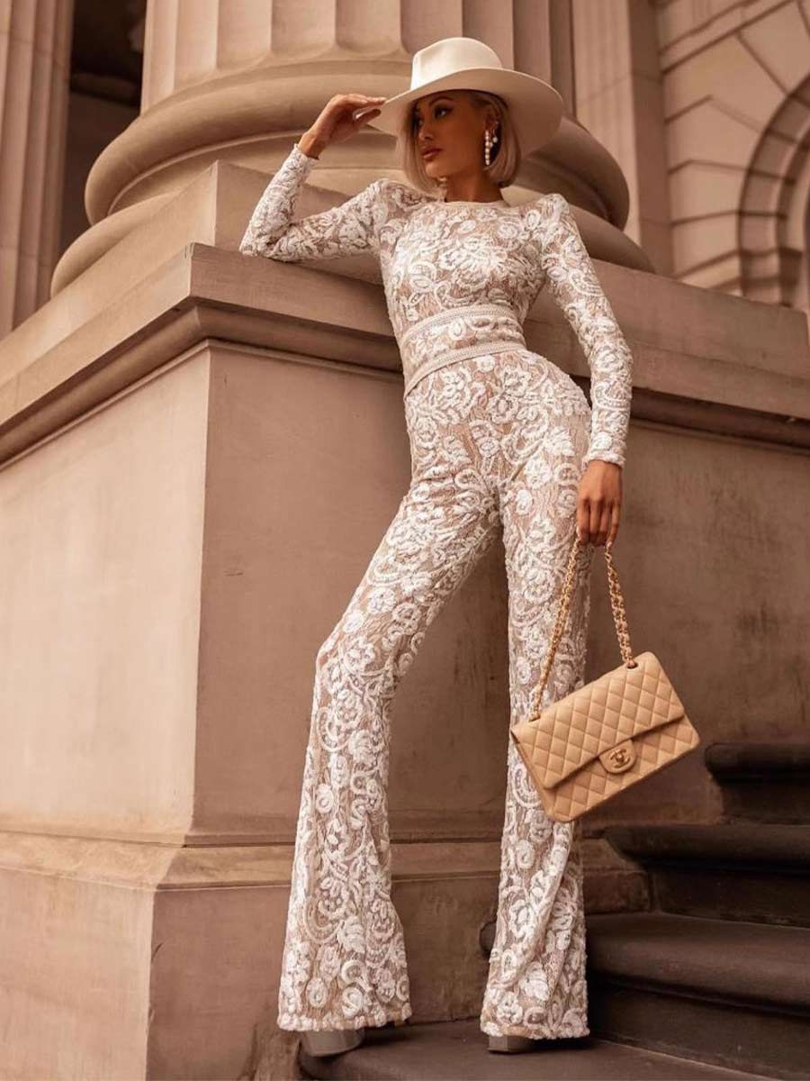 Bellamy Long Sleeved Lace Jumpsuit