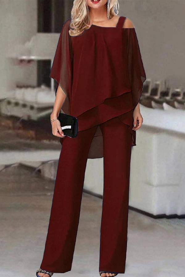 Irregular bat sleeve jumpsuit two-piece suit