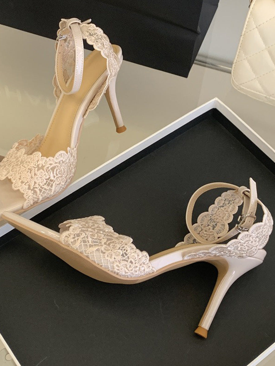 Rafaela Lace Pointed-Toe High-Heel Sandals