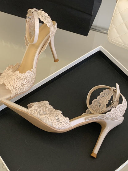 Rafaela Lace Pointed-Toe High-Heel Sandals