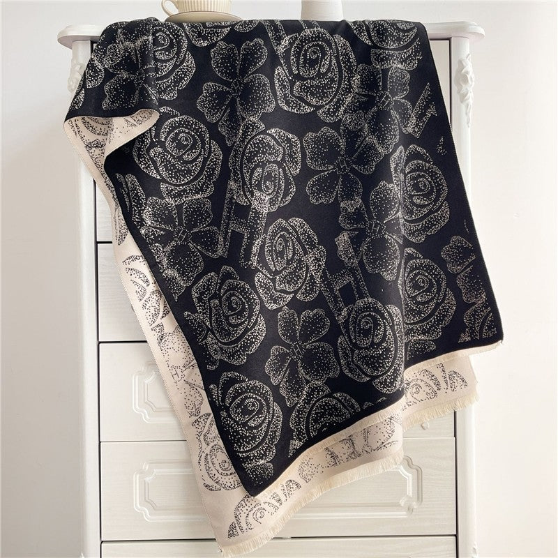 Jacquard Fringed Cashmere-Like Scarf
