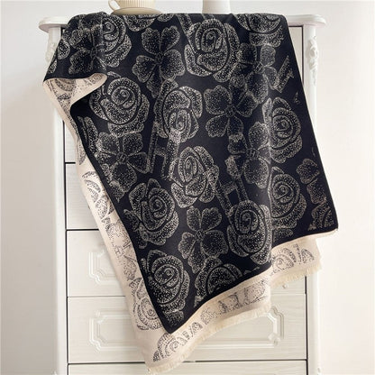 Jacquard Fringed Cashmere-Like Scarf