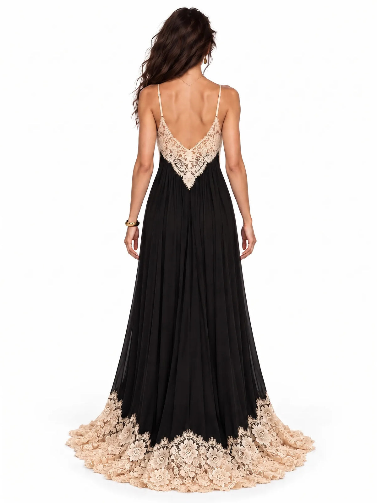 Scarlett Lace Trim Draped Maxi Dress