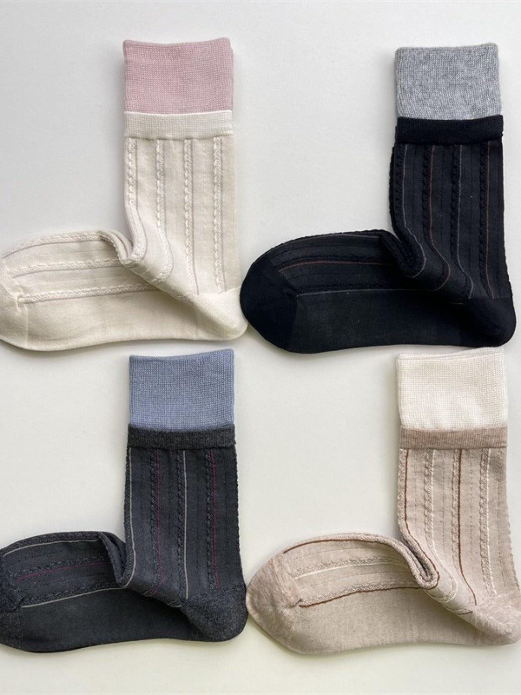 Rufia - Color-Block Mid-Calf Socks – Minimalist &amp; Warm