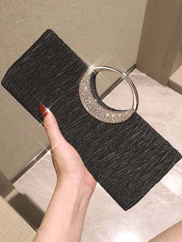 Hollow Pleated Rhinestone Sequined Banquet Handbags