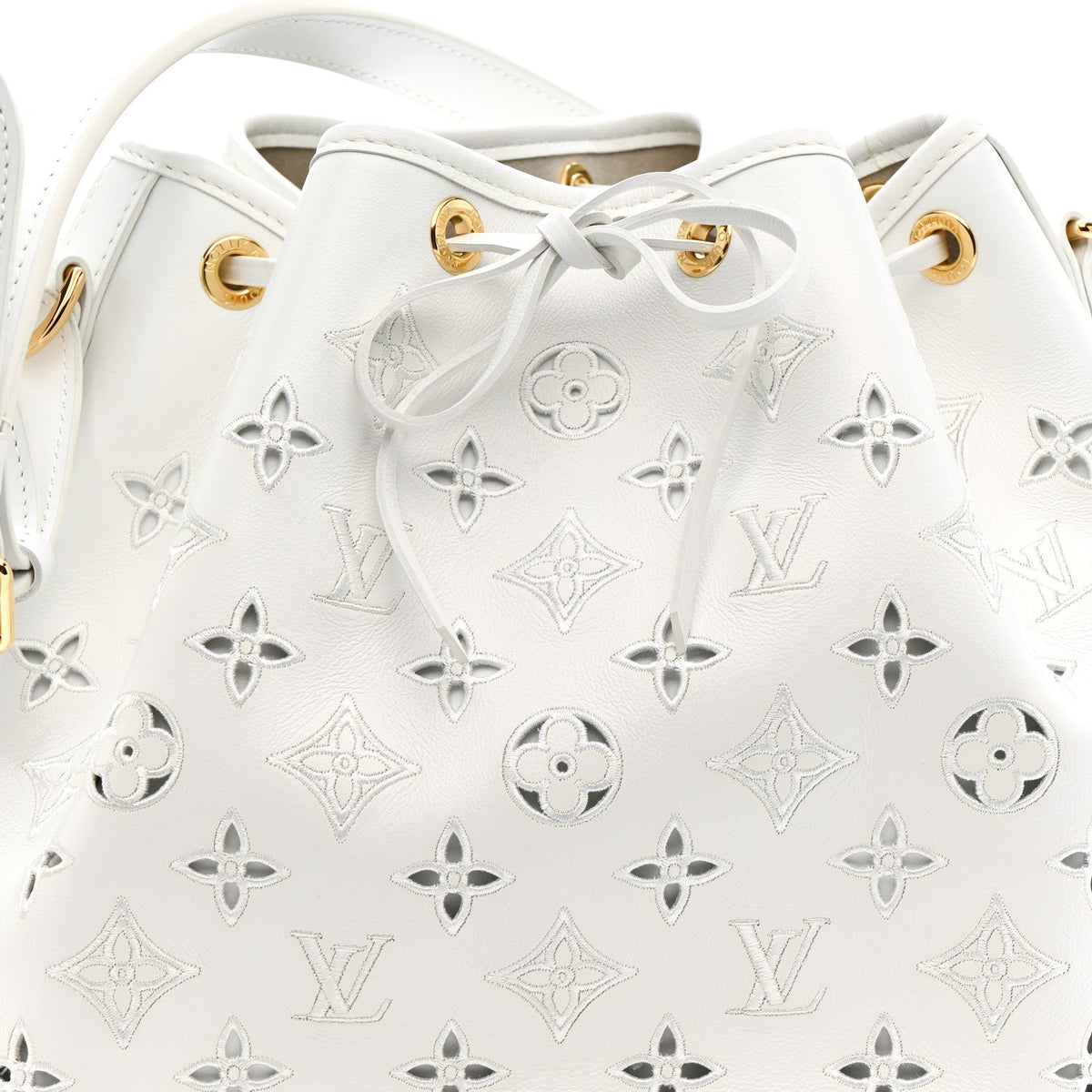 Calfskin Monogram Cutout Petit Noe White