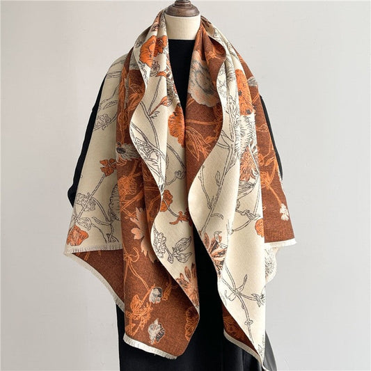 Jacquard Fringed Cashmere-Like Scarf