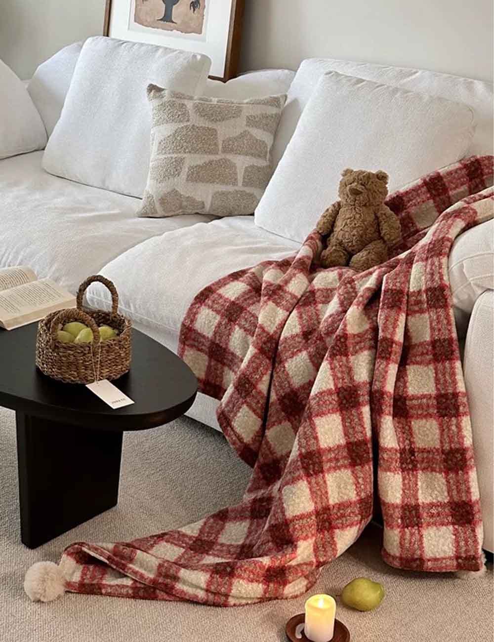 Vintage Plaid Soft Thicken Warm Blanket