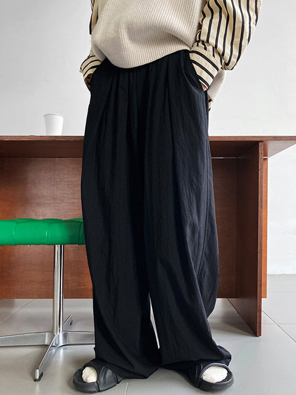 Loose  Leg  Pleated Casual Pants Bottoms