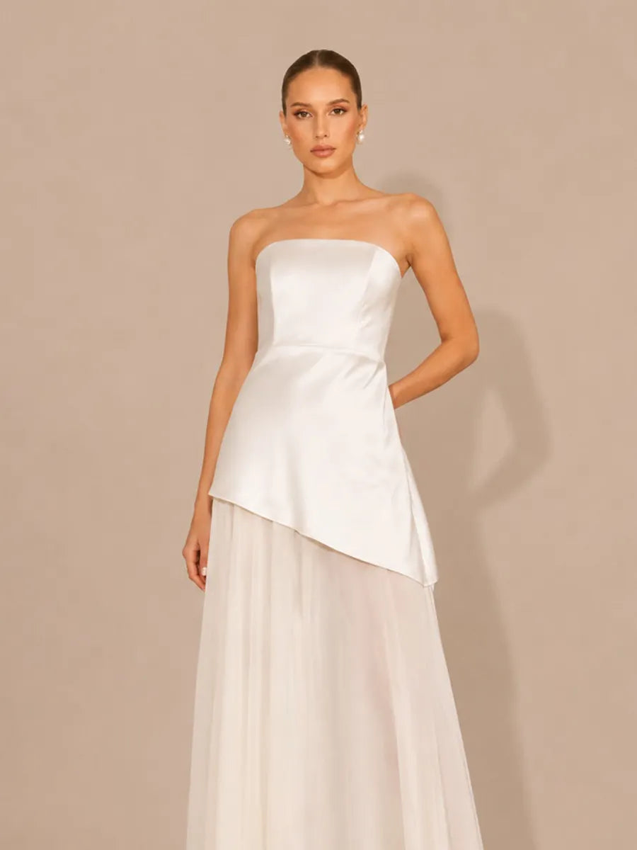 Ramona Elegant Strapless Paneled Maxi Dress