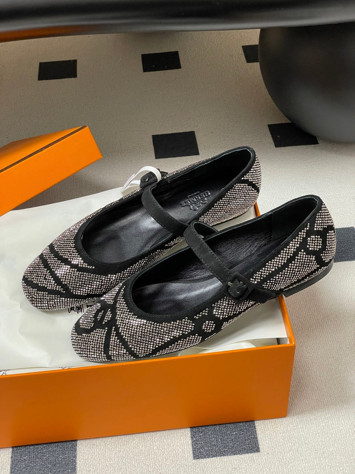 Hermes 26 Light Ballet Flat Metallic Gray in Suede 594342