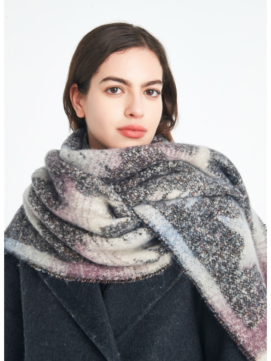 Scarvii - Winter Scarf with Star Jacquard and Tassels