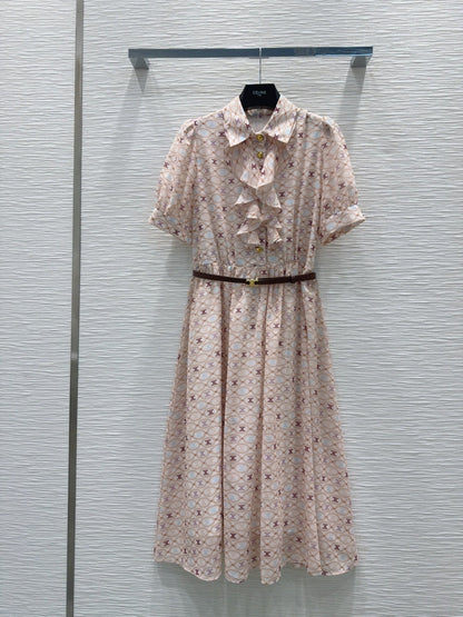 Celine 2025 Pattern Print Dress Light Pink Polyester