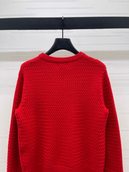 CHANEL 26 LOGO KNIT RED SWEATER 335405