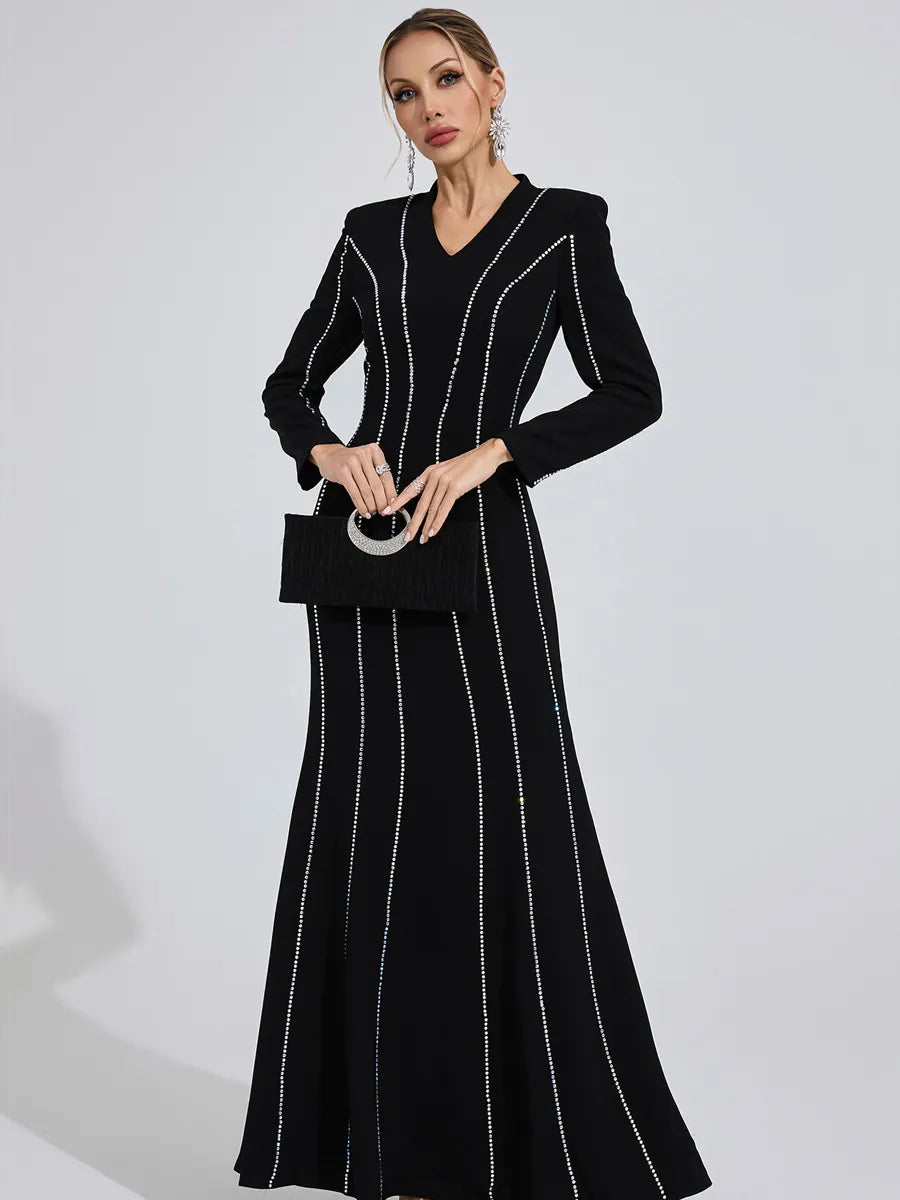 Roselyn Diamond Maxi Dress In Black