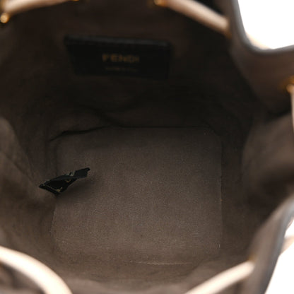 Vitello Liberty F is Fendi Bi-Color FF 1974 Embossed Mini Mon Tresor Bucket Bag Camelia Mandorlo