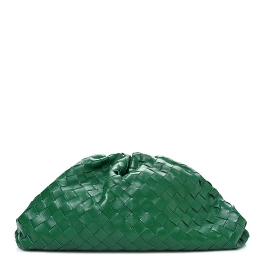 Nappa Maxi Intrecciato The Pouch Oversized Clutch Racing Green
