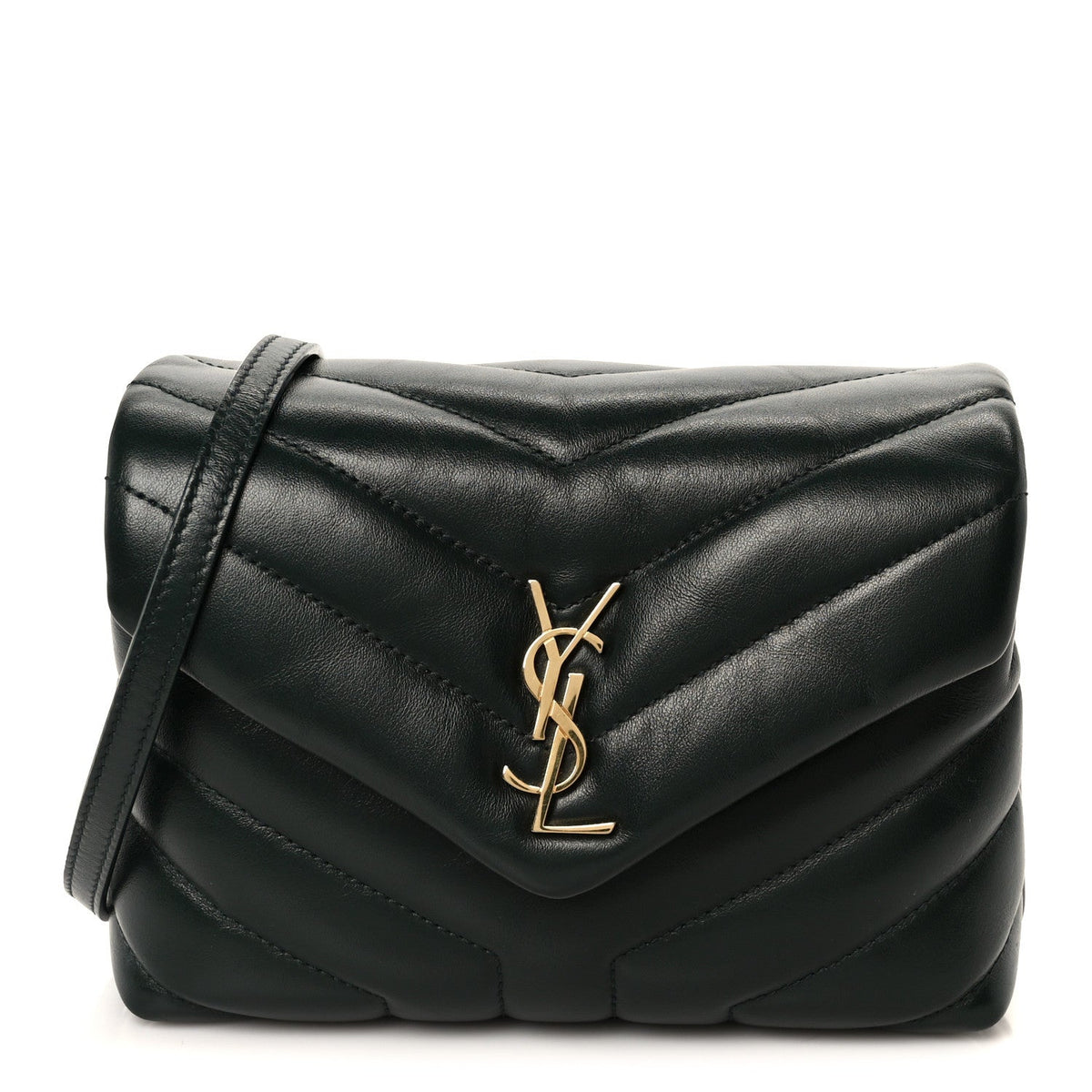 Calfskin Y Quilted Monogram Toy Loulou Crossbody Bag Deep Green
