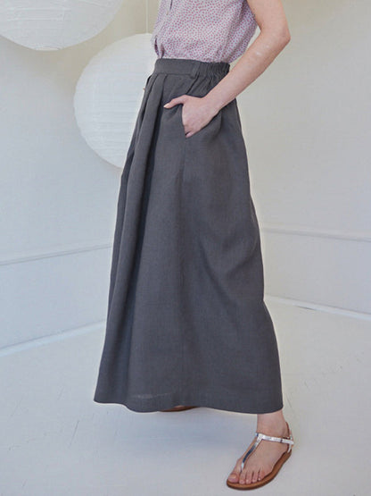 High Waisted Loose Pleated Pockets Solid Color Casual Pants Bottoms
