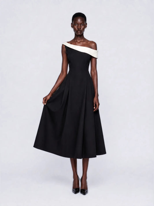Celestia Color-Block One Shoulder Maxi Dress