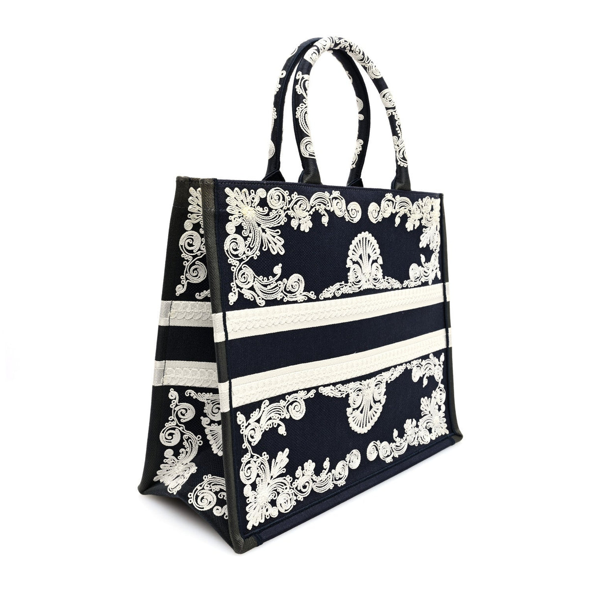 Canvas Embroidered Cornely Book Tote Blue White