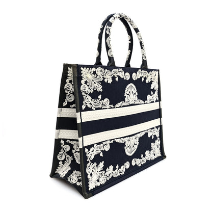 Canvas Embroidered Cornely Book Tote Blue White