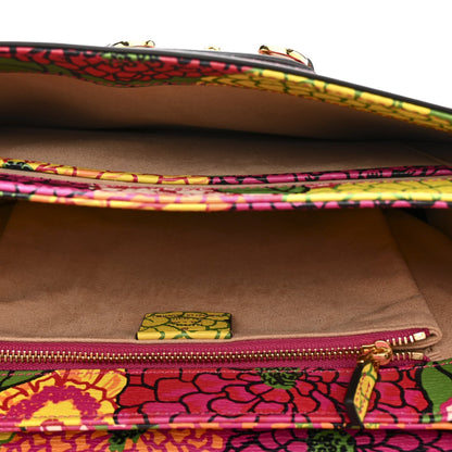 X KEN SCOTT New Shangai Calfskin Pomponica Print Horsebit 1955 Shoulder Bag Multicolor Fuxia Pompon