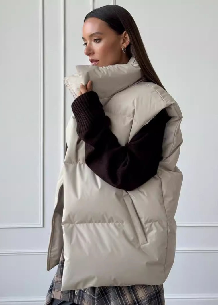 Padded Cotton Vest High Neck Sleeveless Design