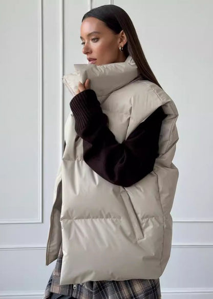 Padded Cotton Vest High Neck Sleeveless Design