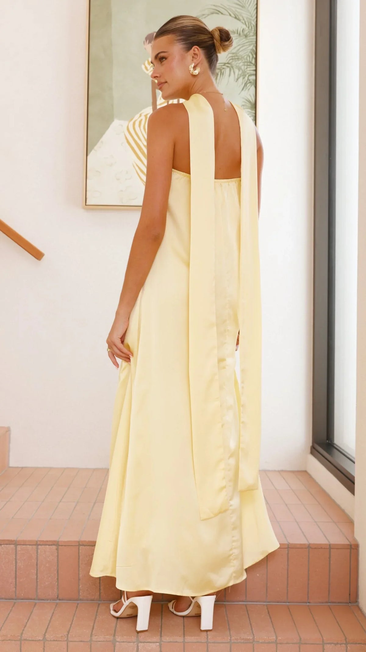 Caitie Strapless Scarf Maxi Dress - Yellow