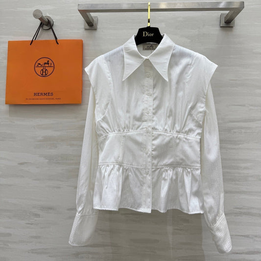 HM Jacquard Shirt with Slim Fit White Silk Cotton 346524