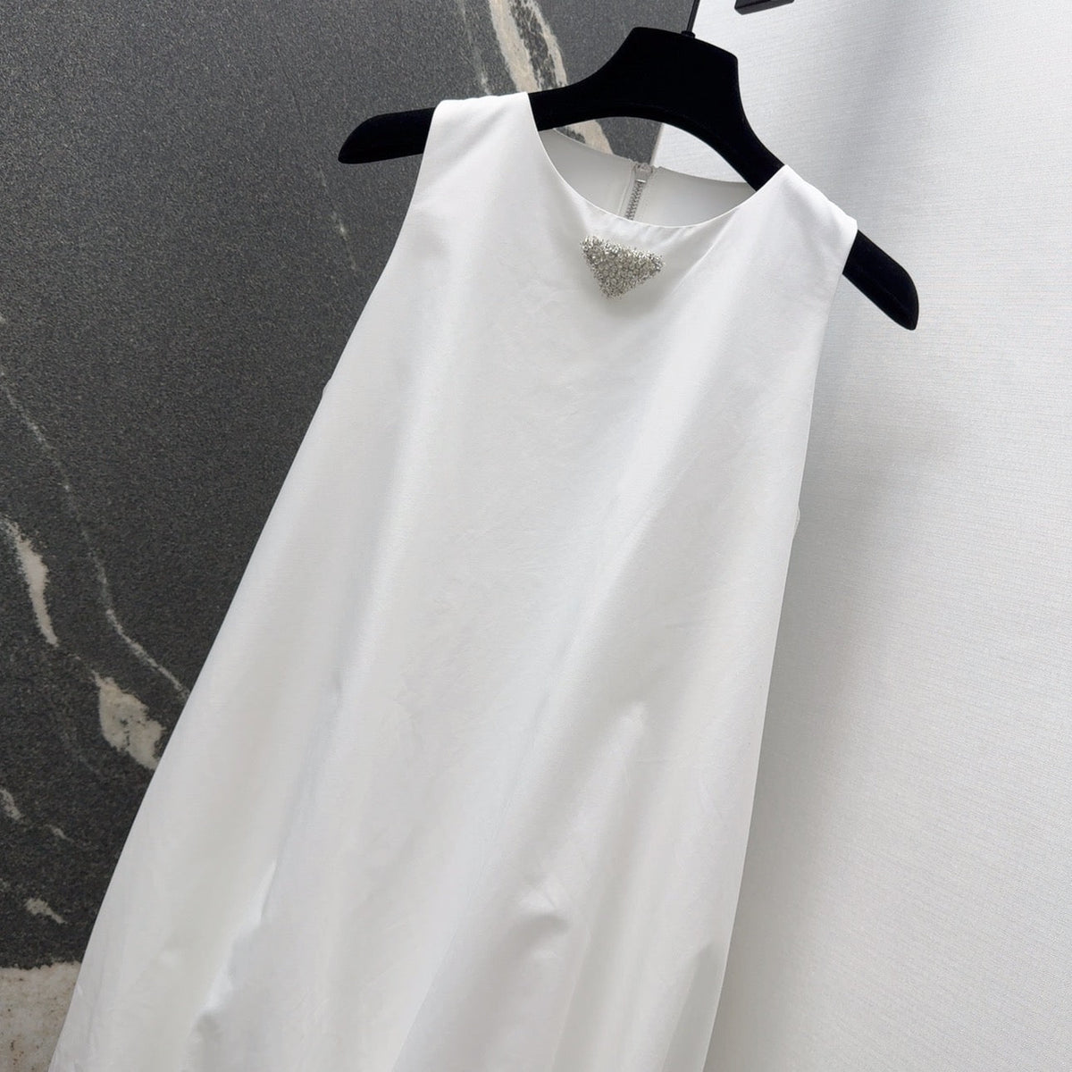 Prada 2025 Sleeveless Dress A-line Babydoll White Polyester