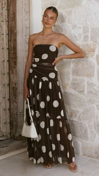 Riko Strapless Maxi Dress - Chocolate Spot