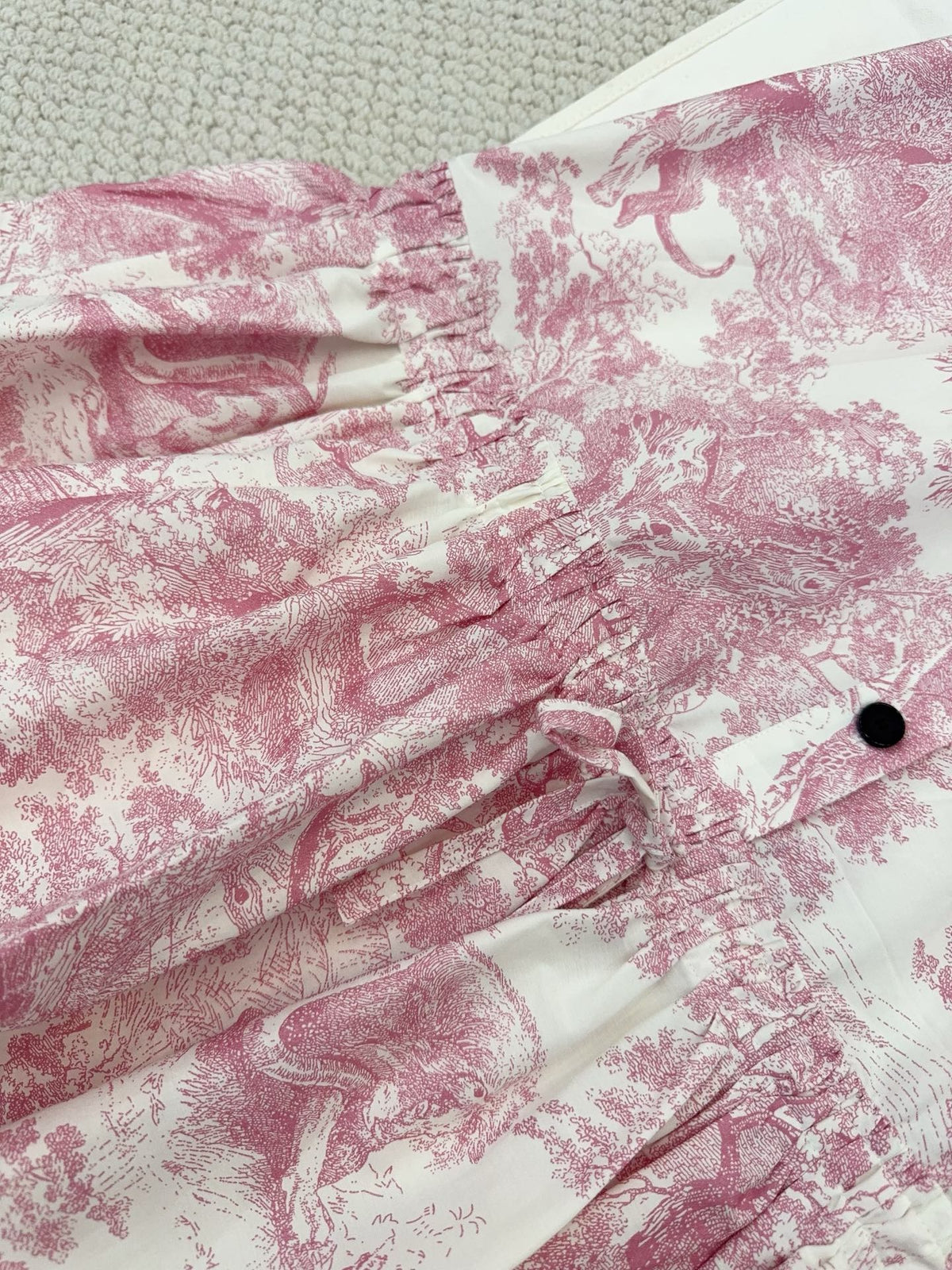 CD 25 Jouy Print Sleeveless Dress Pink Silk Cotton