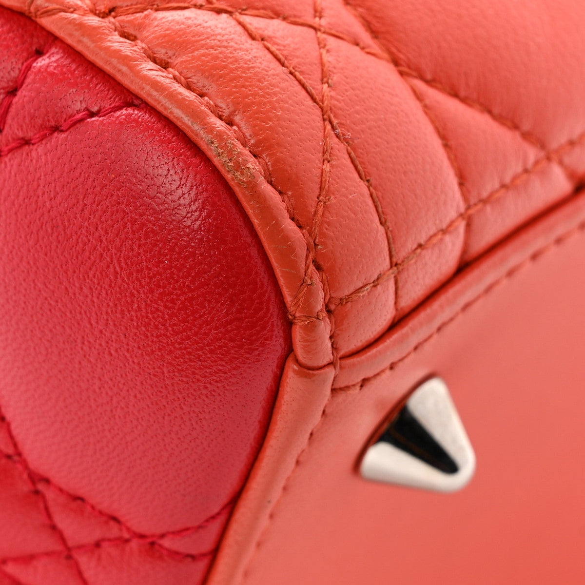 Lambskin Cannage Medium Bi-Color Lady Dior Orange Fuchsia
