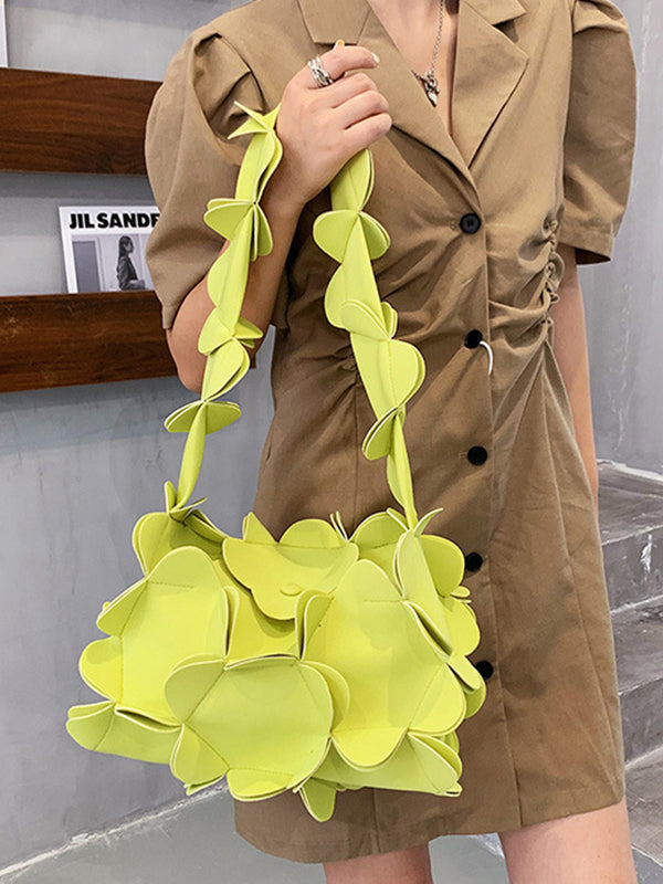 Flower Shape Solid Color Zipper Crossbody Bags